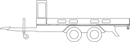 Dessin au trait de l’AKKUBOARD sur une remorque tandem