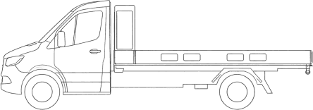 Dessin au trait de l’AKKUBOARD sur un châssis de fourgon