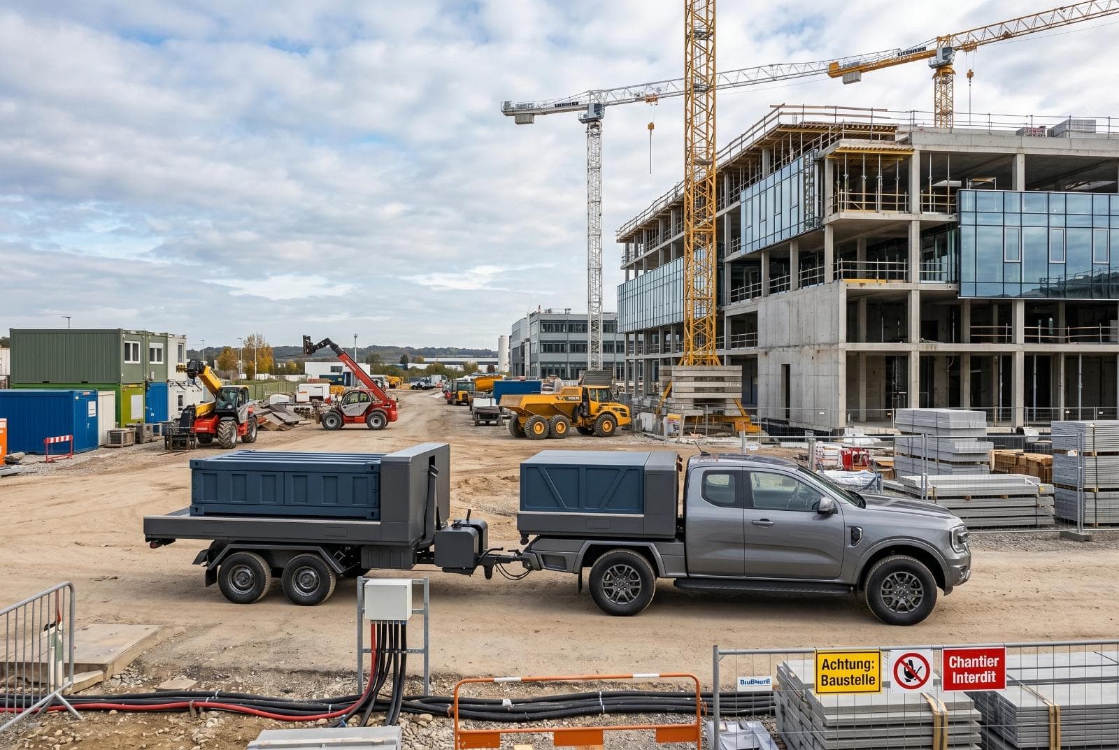 Professional deployment of Akkutrailer on construction and utility sites