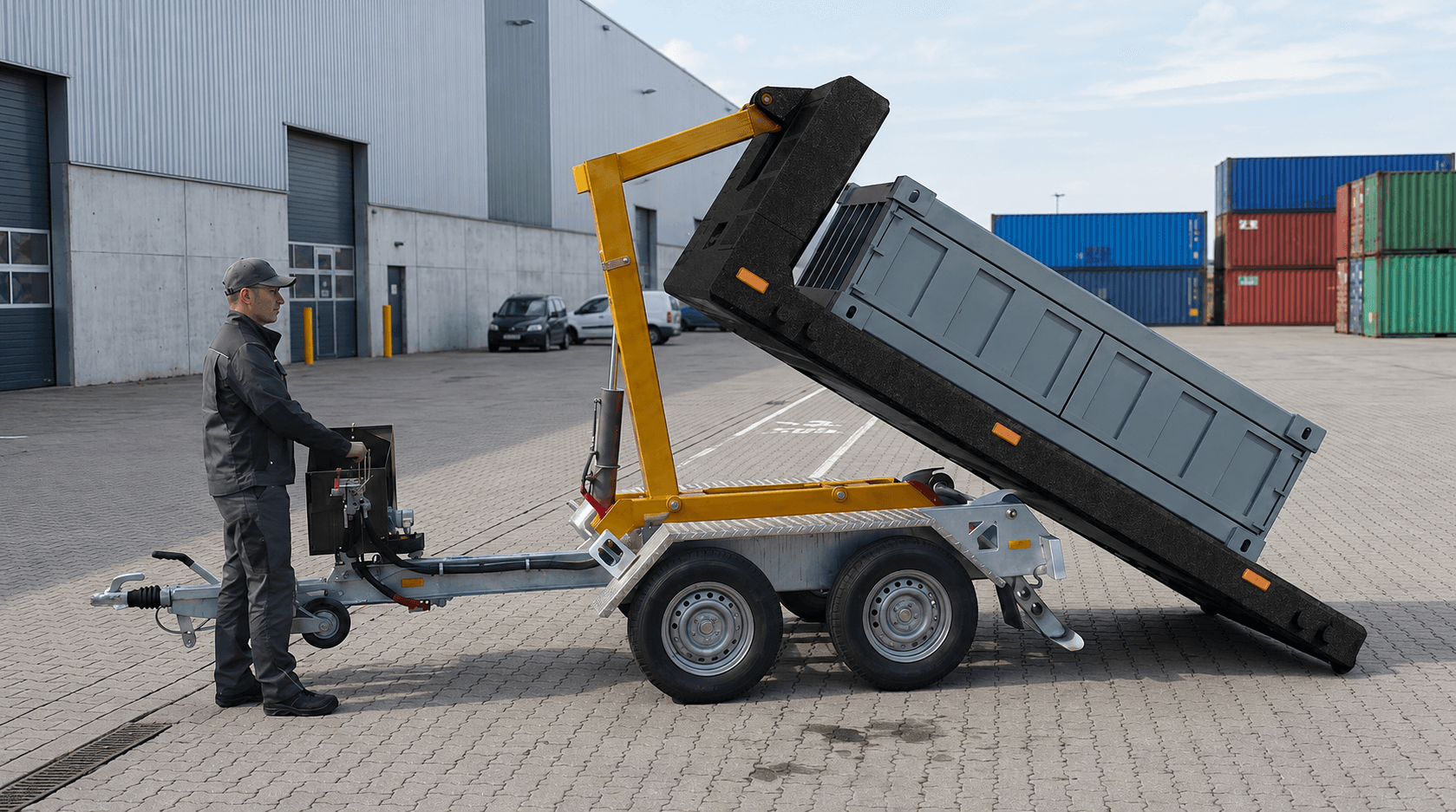 Quick-swap system in action: deliver, drop & deploy, drive away.