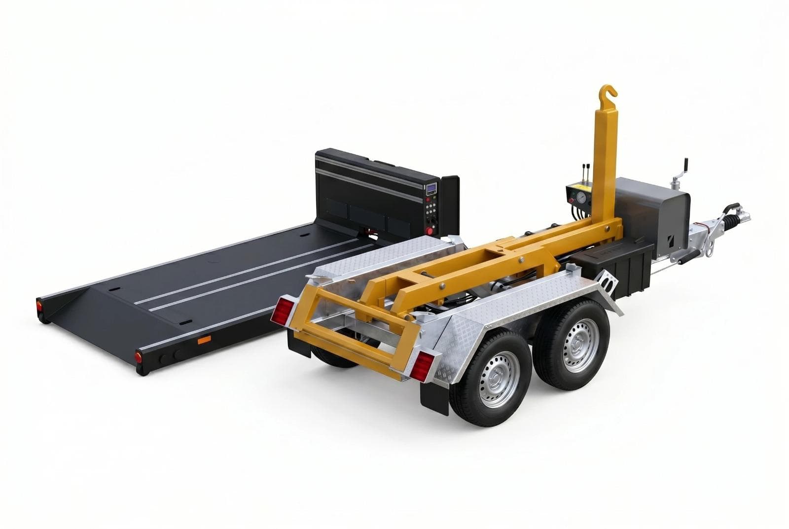 The Akkutrailer trailer chassis and the Akkuboard platform, the complete towable system.